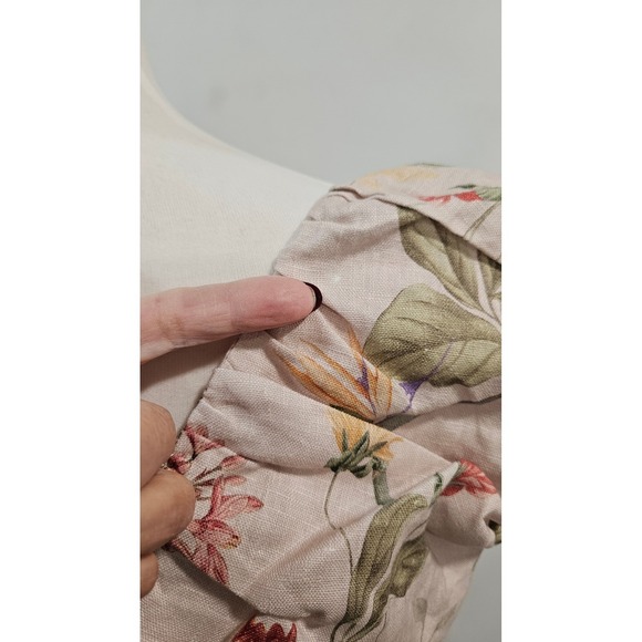 OPT NWT Womens Floral Linen Mini Dress Ruffle Sleeve Small Feminine Coquette - Picture 3 of 13